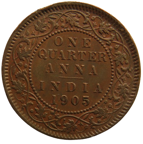 1905 King Edward VII India 1/4 Anna Coin In Better Grade