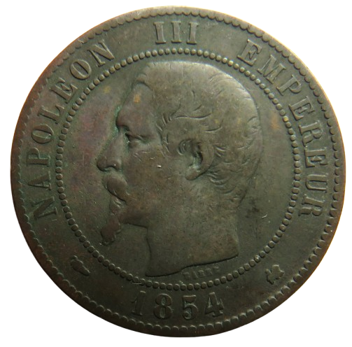 1854-K France Napoleon III 10 Centimes Coin