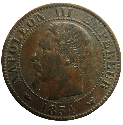 1854-W France Napoleon III 5 Centimes Coin