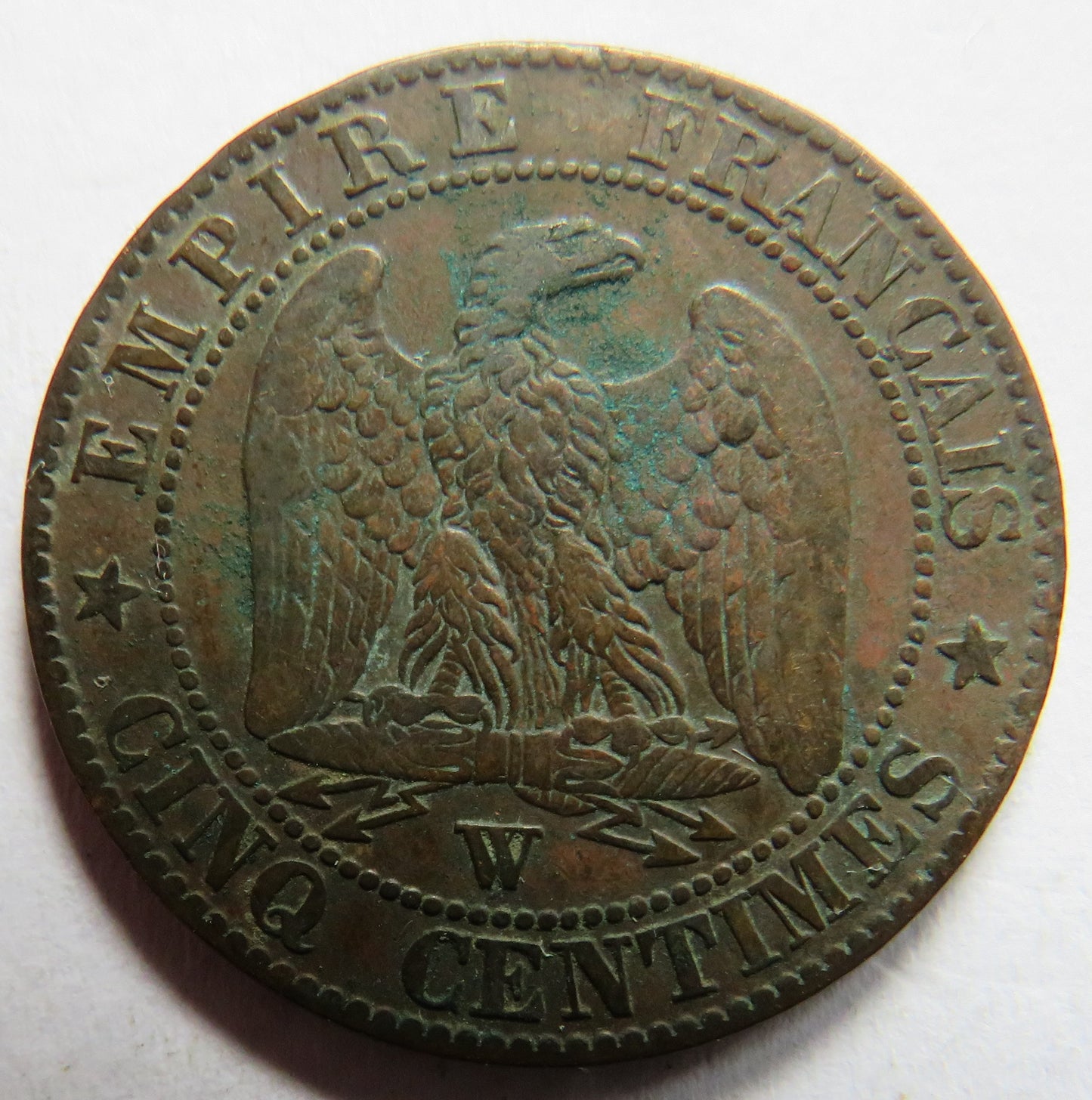1854-W France Napoleon III 5 Centimes Coin