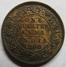 Load image into Gallery viewer, 1908 King Edward VII India 1/4 Anna Coin In Better Grade
