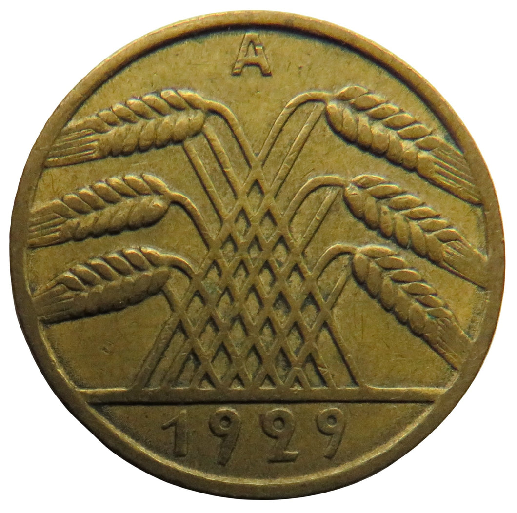 1929-A Germany - Weimar Republic 10 Reichspfennig Coin