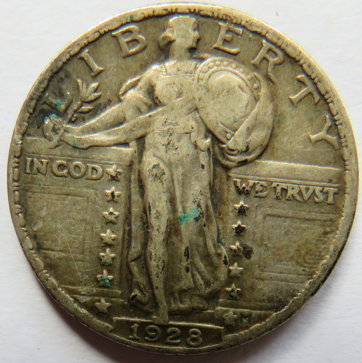 1928 USA Standing Liberty Silver $1/4 Quarter Dollar Coin