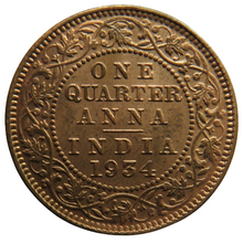 Load image into Gallery viewer, 1934 King George V India 1/4 Anna Coin In Higher Grade
