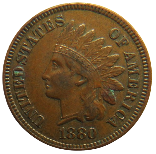 1880 USA Indian Head One Cent Coin
