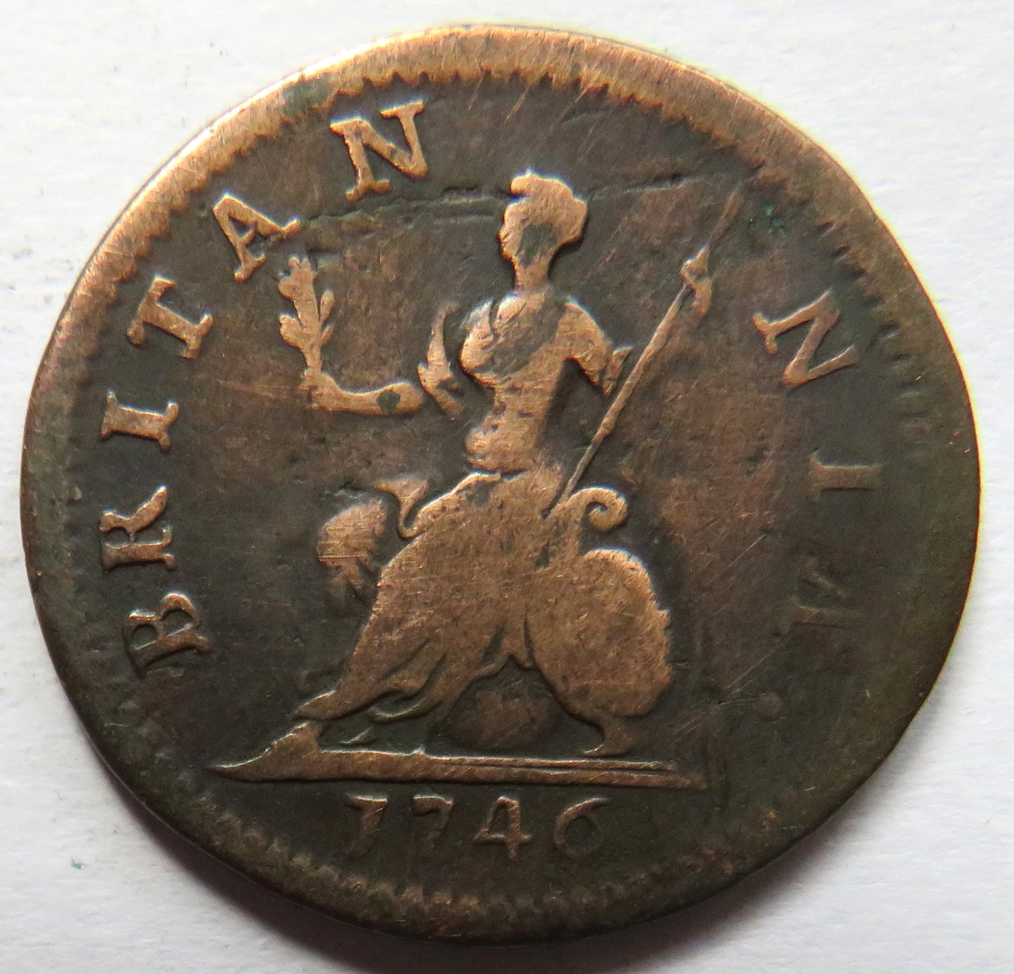 1746 King George II Farthing Coin - Great Britain