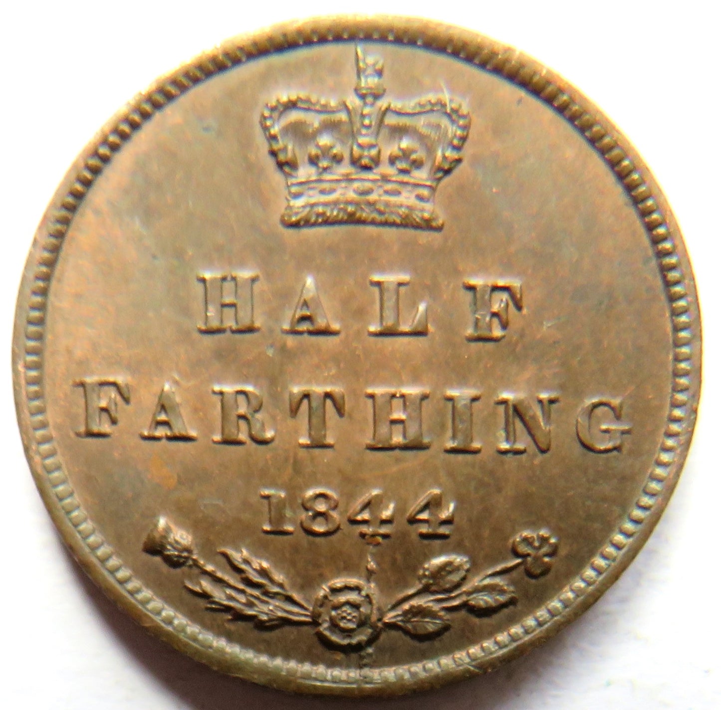 1844 Queen Victoria 1/2 Half-Farthing Coin In High Grade
