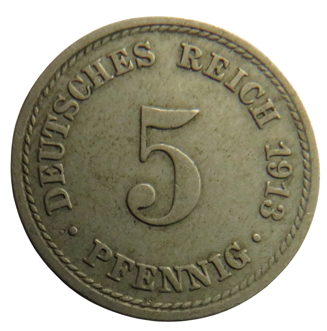 1913-A Germany 5 Pfennig Coin