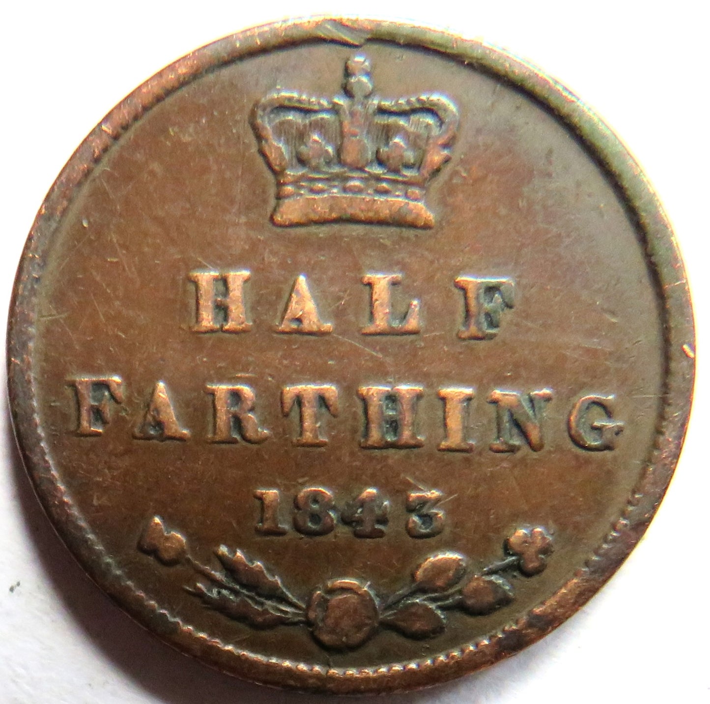 1843 Queen Victoria 1/2 Half-Farthing Coin - Great Britain