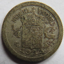 Load image into Gallery viewer, 1915 Netherlands East Indies Silver 1/4 Gulden Coin
