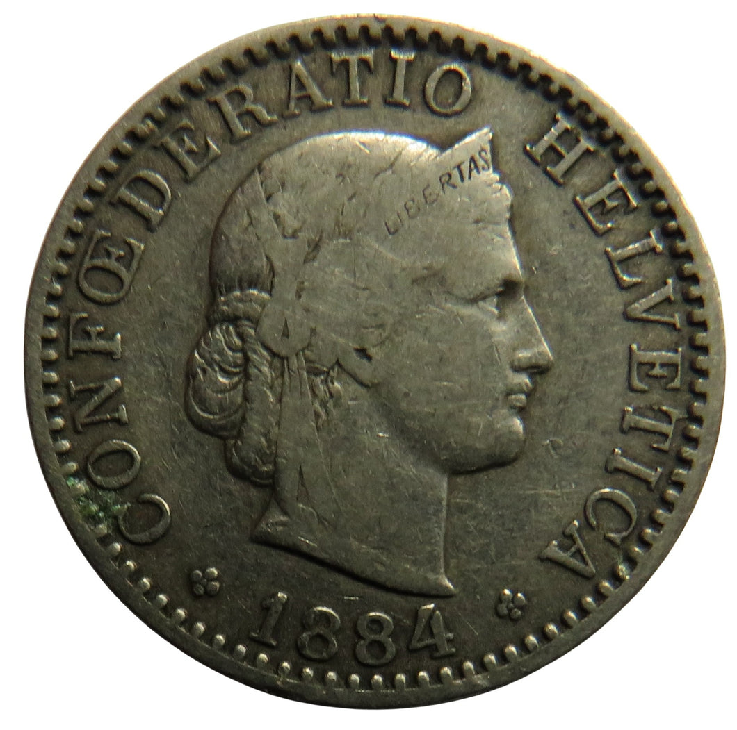 1884 Switzerland 20 Rappen Coin