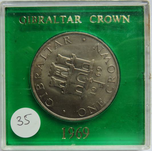 1969 Gibraltar Cased One Crown Coin