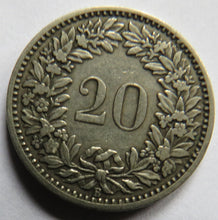 Load image into Gallery viewer, 1884 Switzerland 20 Rappen Coin
