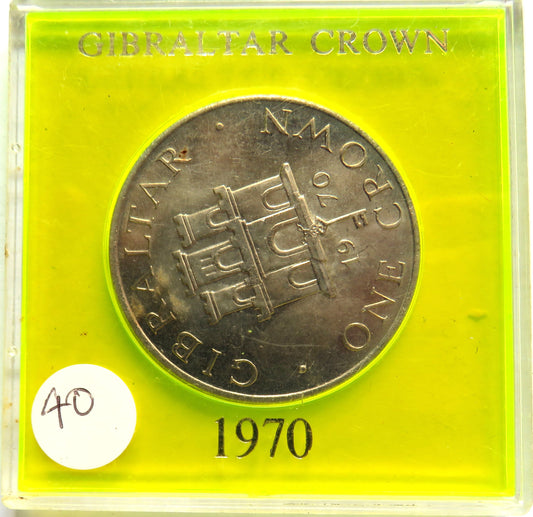 1970 Gibraltar Cased One Crown Coin