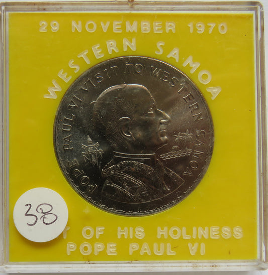 1970 Western Samoa Cased Tala Commemorative Coin - Pope Paul Visit