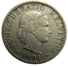 Load image into Gallery viewer, 1891 Switzerland 20 Rappen Coin
