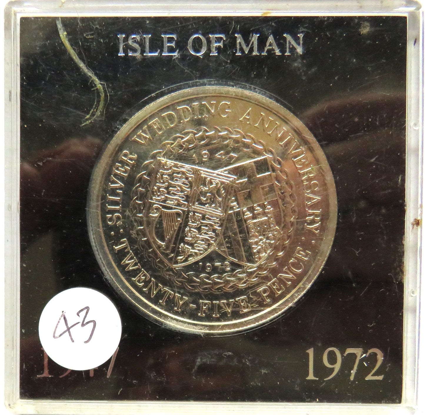 1972 Isle of Man Cased Commemorative Crown Coin Silver Wedding Anniversary