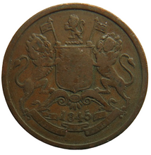 Load image into Gallery viewer, 1845 East India Company 1/2 Half Anna Coin
