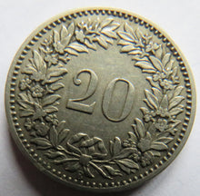 Load image into Gallery viewer, 1891 Switzerland 20 Rappen Coin
