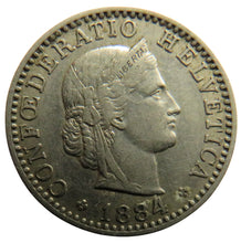 Load image into Gallery viewer, 1884 Switzerland 20 Rappen Coin
