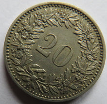 Load image into Gallery viewer, 1884 Switzerland 20 Rappen Coin
