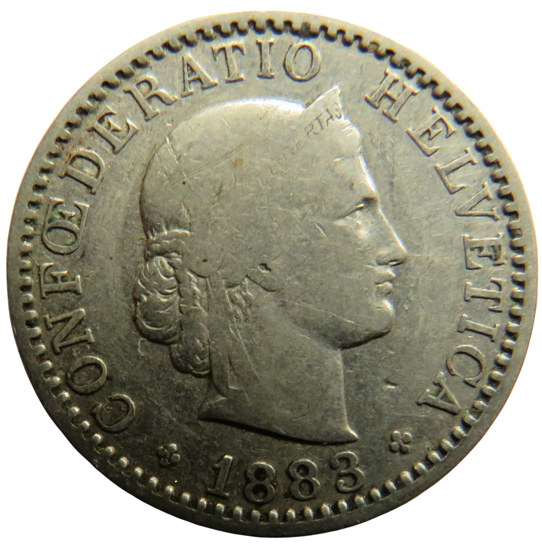 1883 Switzerland 20 Rappen Coin