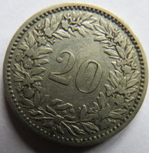 Load image into Gallery viewer, 1883 Switzerland 20 Rappen Coin
