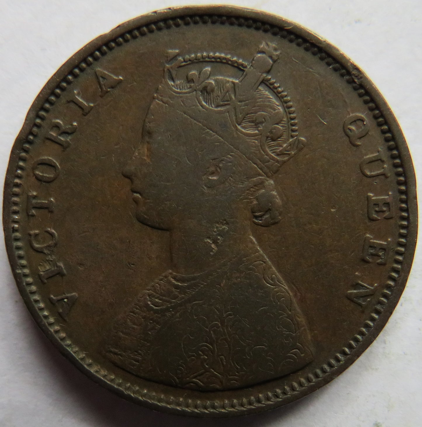 1862 Queen Victoria India Half 1/2 Anna Coin