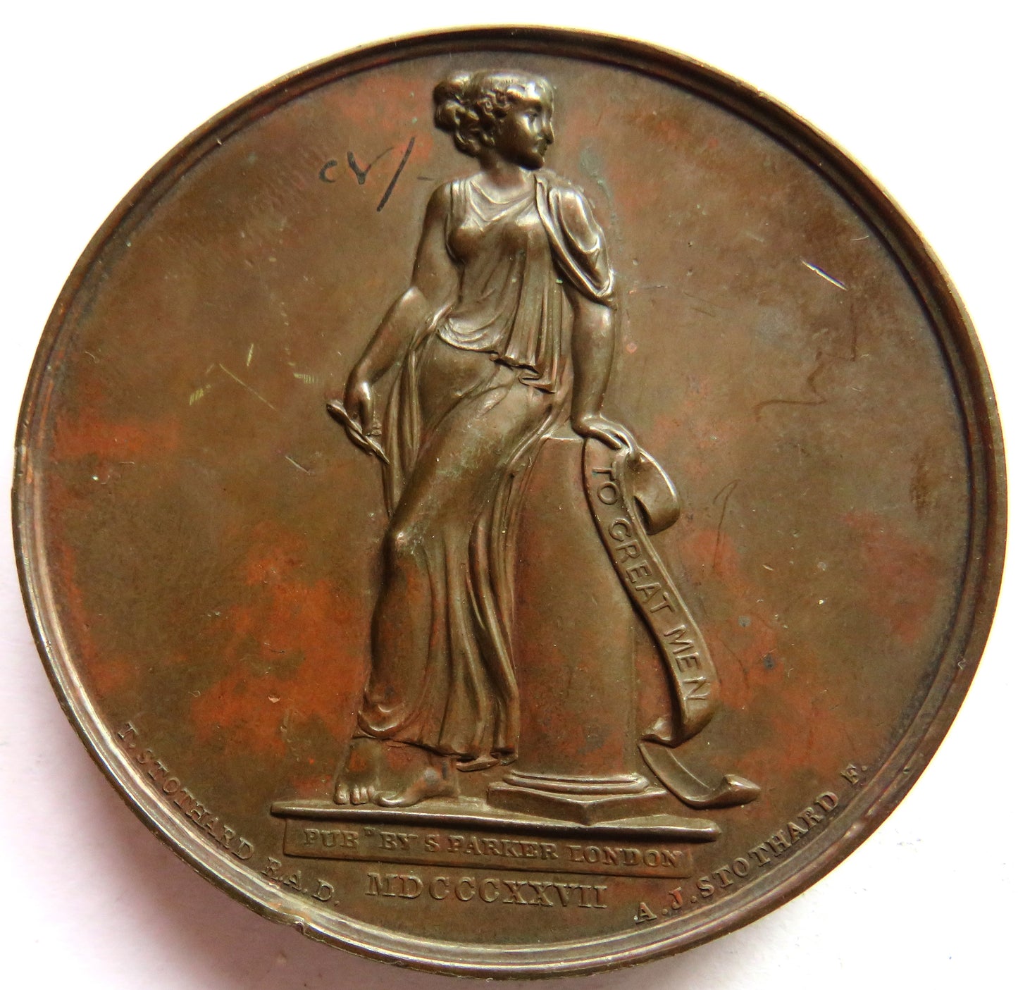 1827 Large Bronze Medal of Sir Walter Scott - Great Men Series