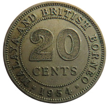 Load image into Gallery viewer, 1954 Queen Elizabeth II Malaya &amp; British Borneo 20 Cents Coin
