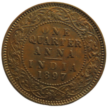 Load image into Gallery viewer, 1897 Queen Victoria India Quarter 1/4 Anna Coin In Higher Grade
