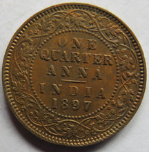 Load image into Gallery viewer, 1897 Queen Victoria India Quarter 1/4 Anna Coin In Higher Grade
