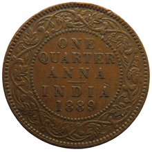 Load image into Gallery viewer, 1889 Queen Victoria India Quarter 1/4 Anna Coin In Better Grade
