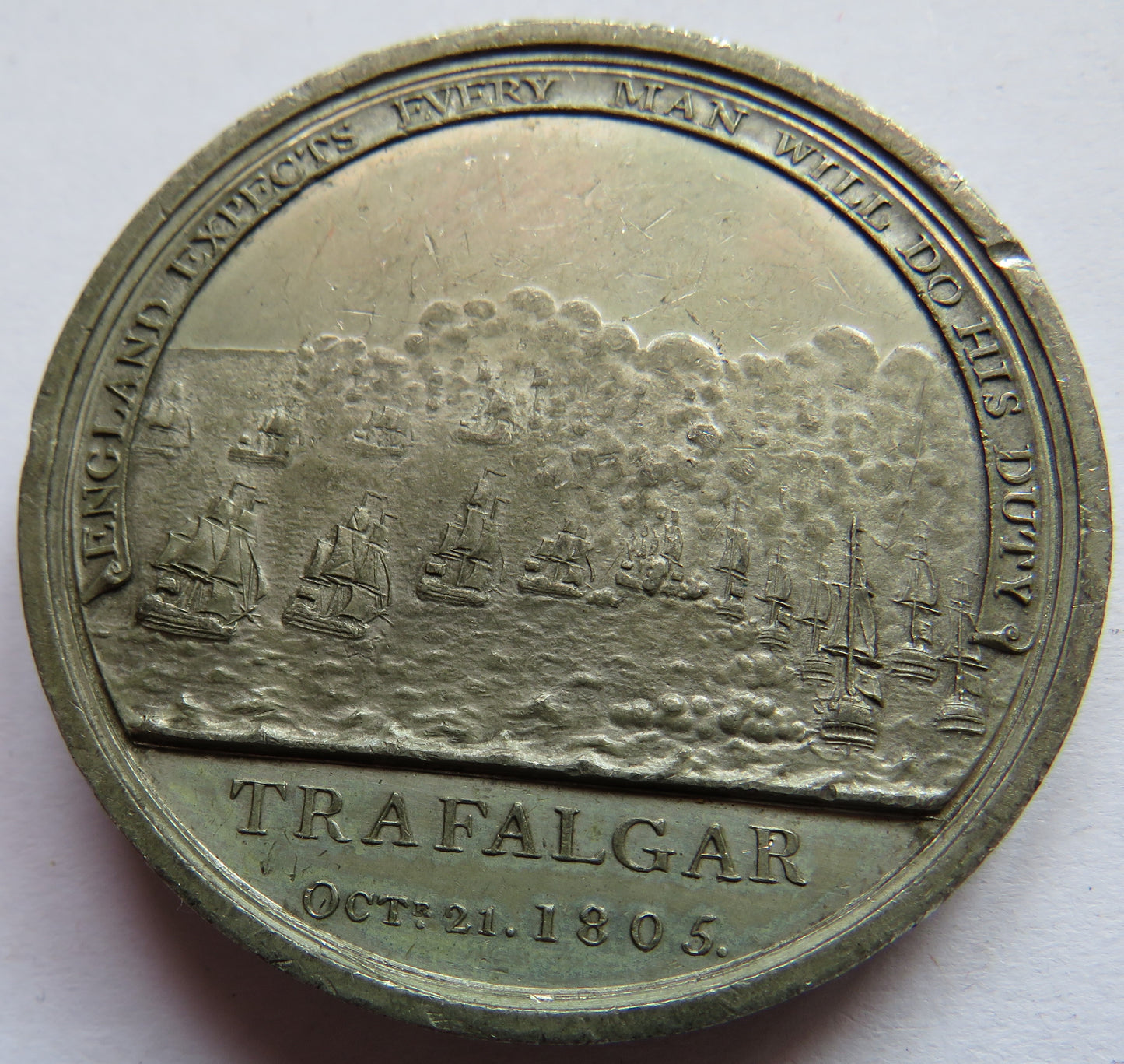 1805 Trafalgar Pewter Medal By Boulton  Horatio Viscount Nelson K.B. Duke of Bronte - Rare
