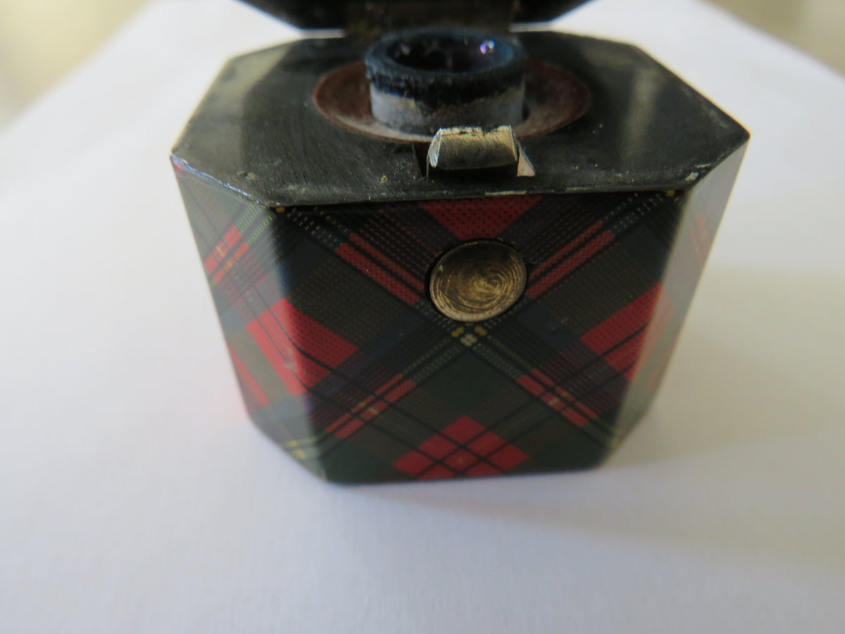 A Very Nice Antique Mauchline Tartan Ware Inkwell "Prince Charlie" Tartan