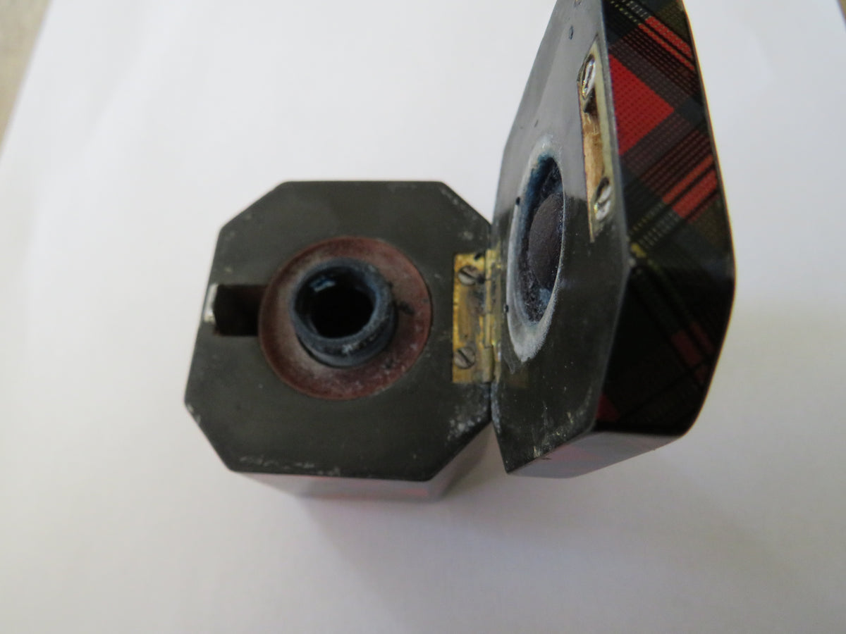 A Very Nice Antique Mauchline Tartan Ware Inkwell "Prince Charlie" Tartan