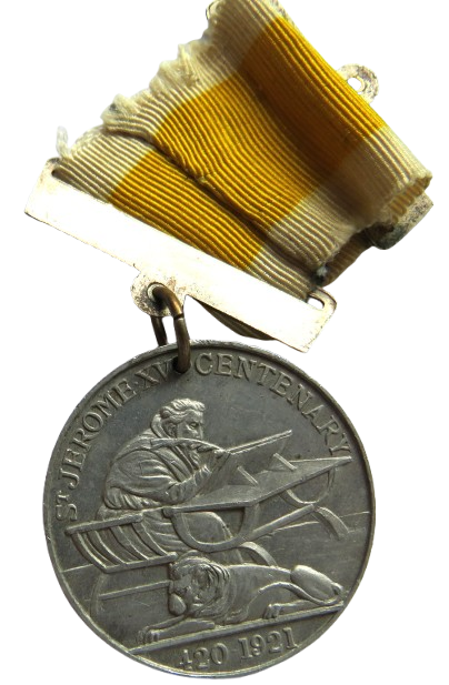 Catholic Bible Congress Cambridge Commemorative Medal St Jerome XV Centenary 420-1921