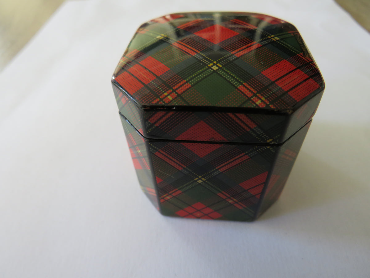 A Very Nice Antique Mauchline Tartan Ware Inkwell "Prince Charlie" Tartan