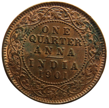 Load image into Gallery viewer, 1901 Queen Victoria India Quarter Anna Coin In Higher Grade
