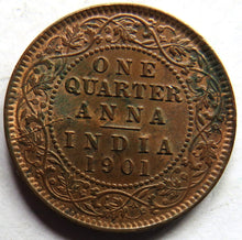 Load image into Gallery viewer, 1901 Queen Victoria India Quarter Anna Coin In Higher Grade
