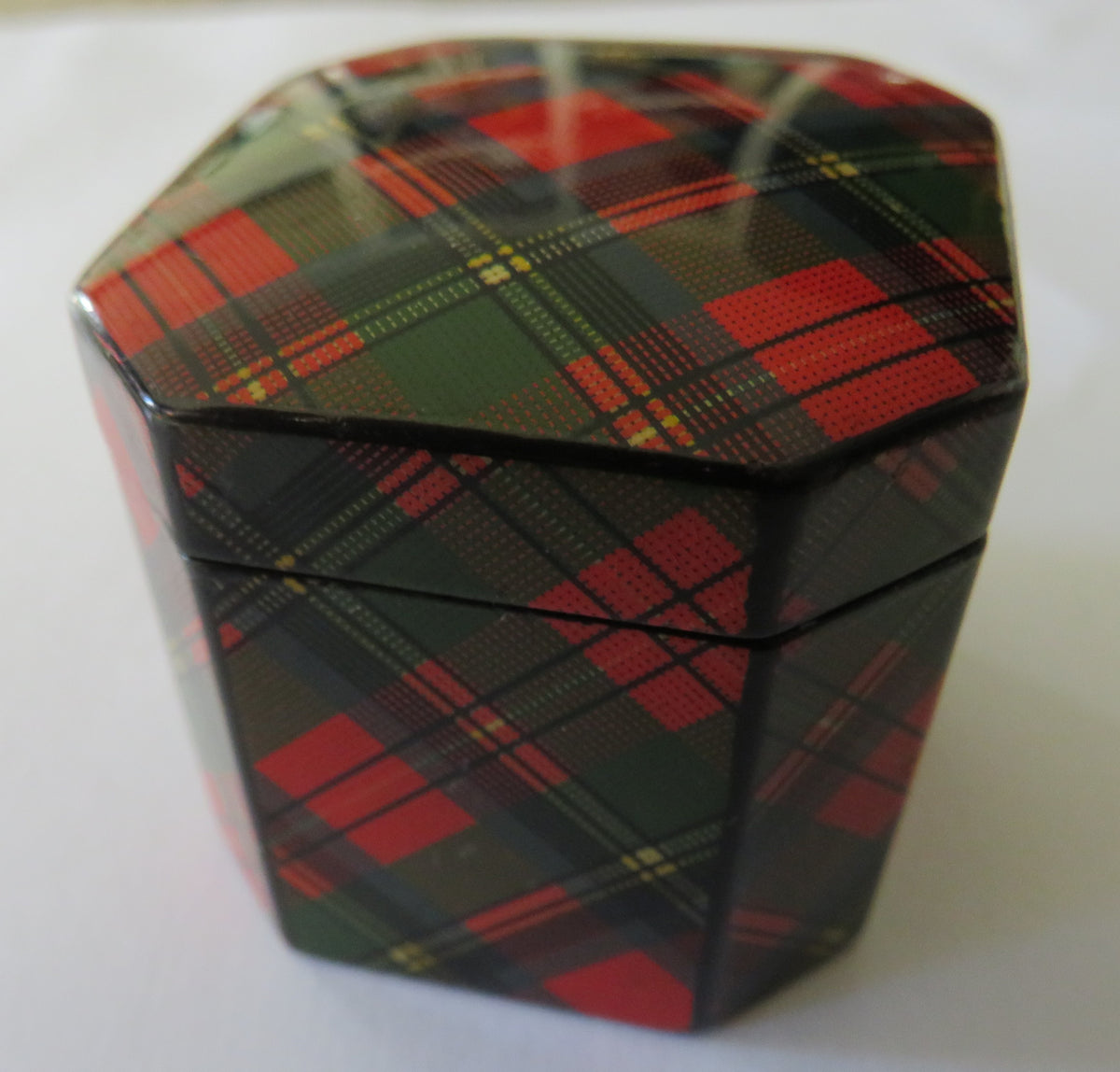 A Very Nice Antique Mauchline Tartan Ware Inkwell "Prince Charlie" Tartan