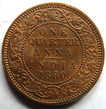 Load image into Gallery viewer, 1880 Queen Victoria India Quarter Anna Coin In High Grade
