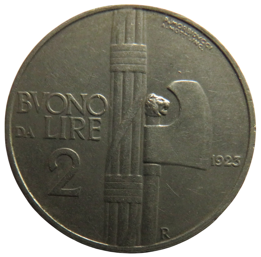 1923 Italy 2 Lire Coin