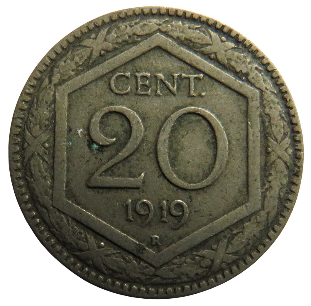 1919 Italy 20 Centesimi Coin