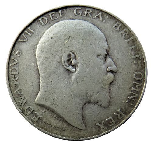 1909 King Edward VII Silver Halfcrown Coin - Great Britain