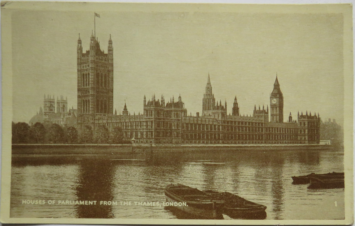 Vintage Postcard of Houses of Parliment from the Thames, London, 1949
