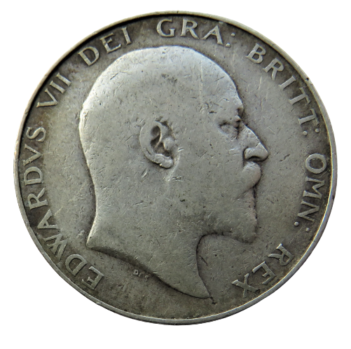 1906 King Edward VII Silver Halfcrown Coin - Great Britain