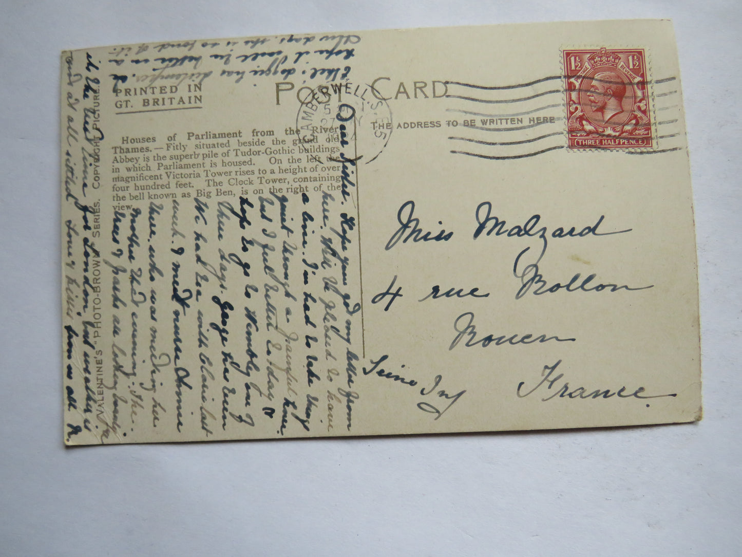 Vintage Postcard of Houses of Parliment, London