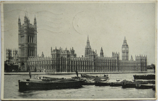 Vintage Postcard of Houses of Parliment, London, 1931