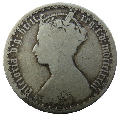 1873 Queen Victoria Silver Gothic Florin Coin - Great Britain